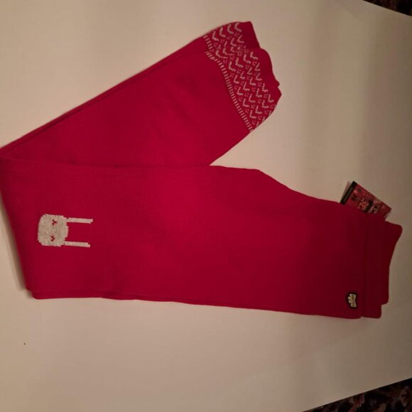 Souris Mini quality red leggings pants bunny on knees NWT 100$ cotton knit 12 - Picture 1 of 5